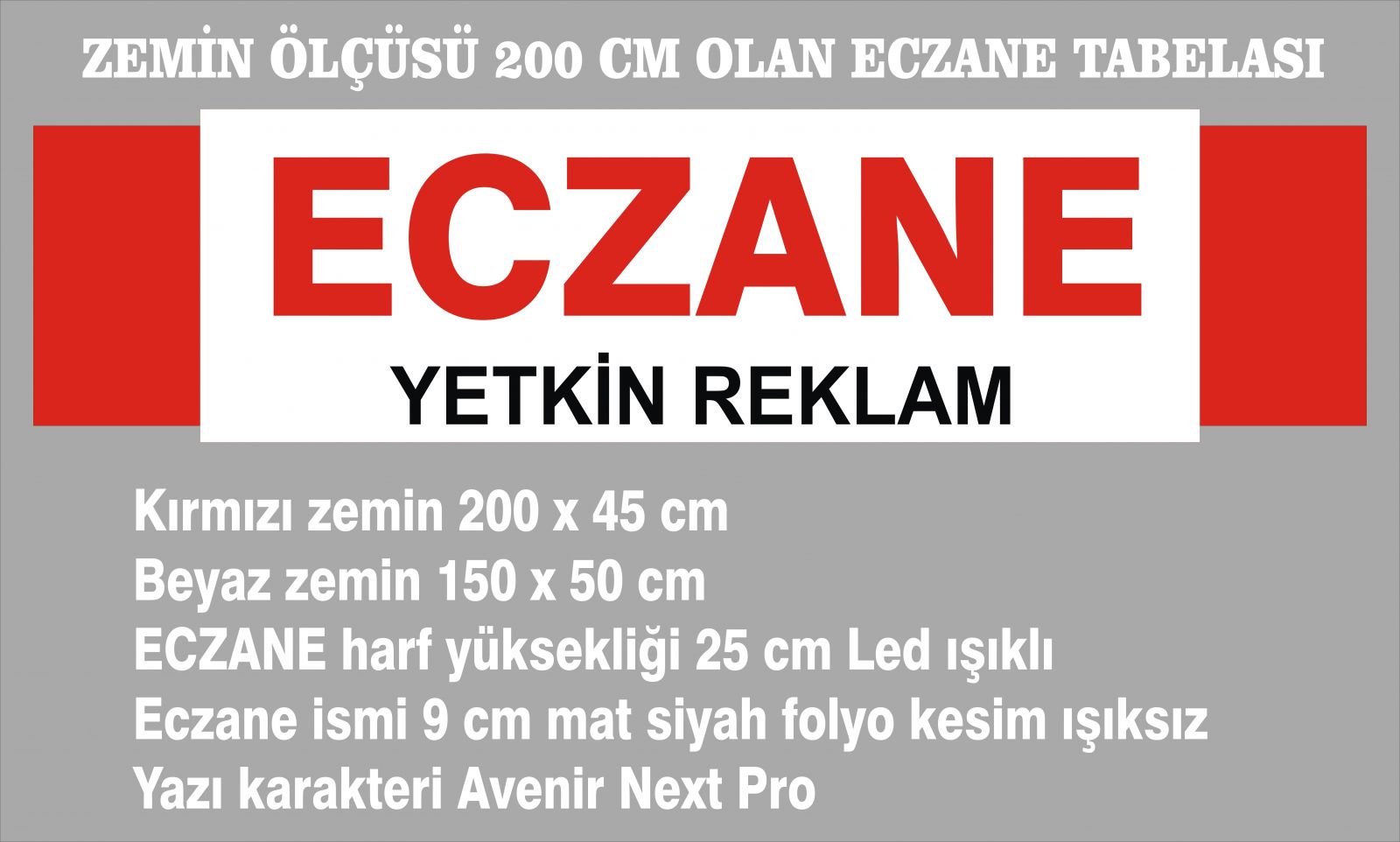 STANDART ECZANE TABELASI BAĞCILAR